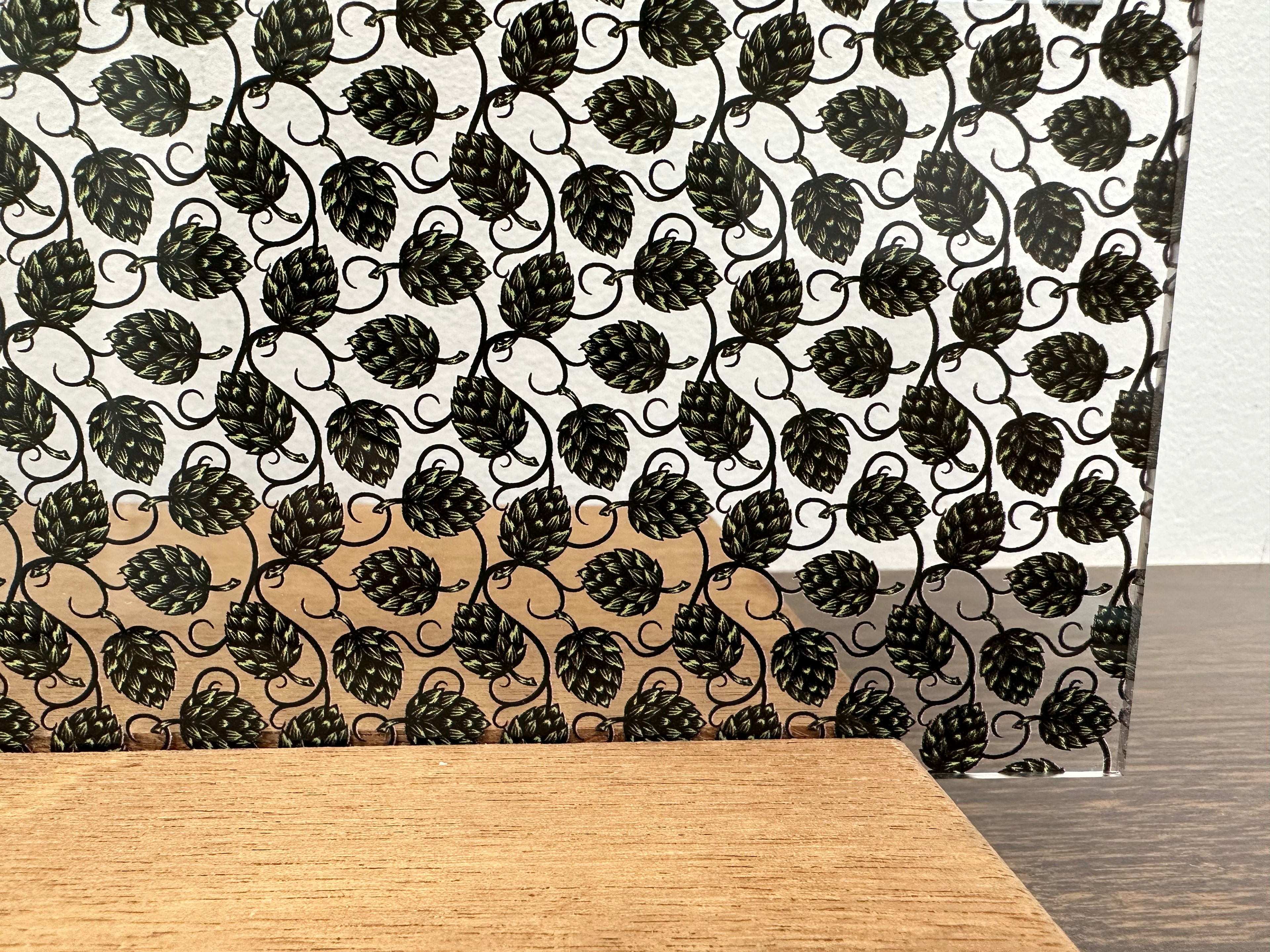 PatternPly® Scattered Swirling Hops sheet showing the pattern
