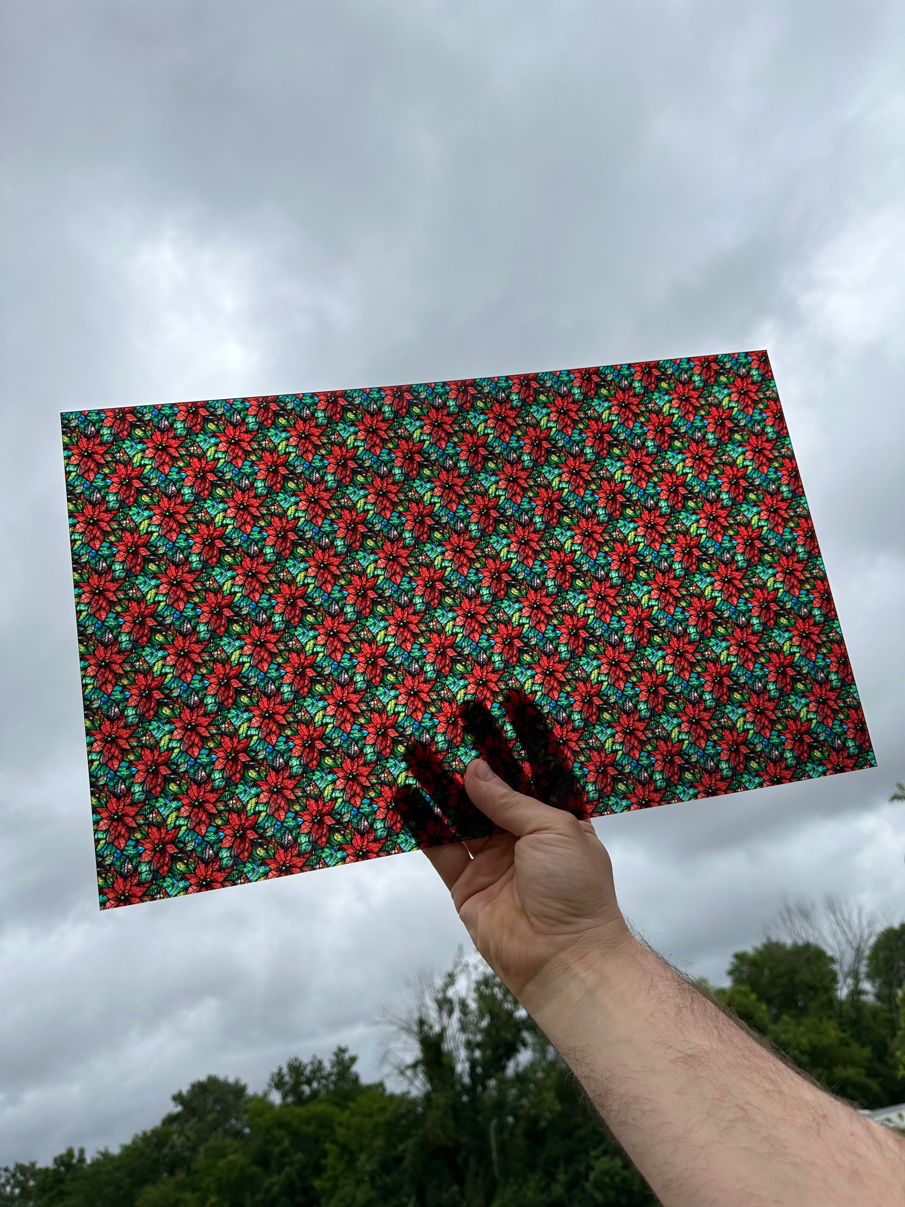 PatternPly® Transparent Stained Glass Poinsettias sheet showing the pattern