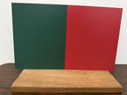 PatternPly® Full Coverage Red and Green Christmas Polka Dot Duo sheet showing the pattern