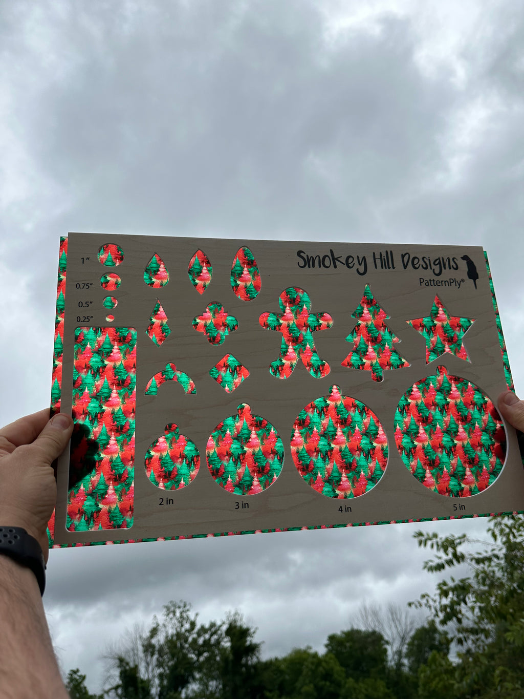 PatternPly® Transparent Red and Green Watercolor Trees product photo 2