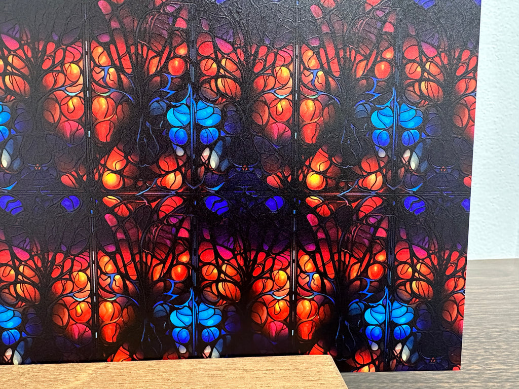 PatternPly® Full Coverage Stained Glass Ironwork sheet showing the pattern