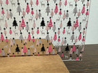 PatternPly® Scattered Pink and Gray Trees sheet showing the pattern