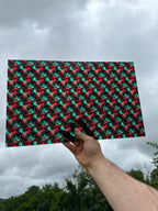 PatternPly® Transparent Green and Red Christmas Galaxy sheet showing the pattern