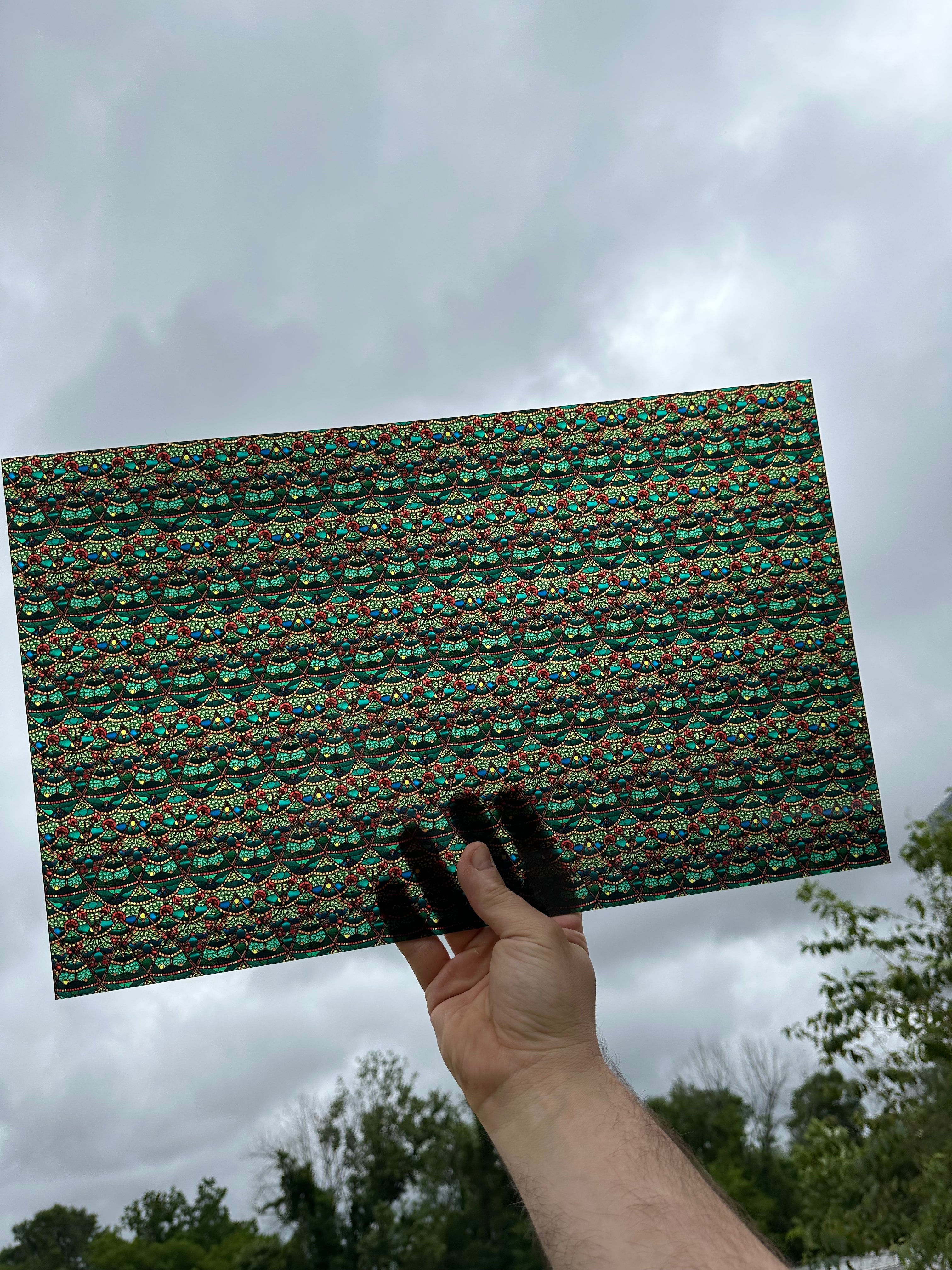 PatternPly® Transparent Stained Glass Christmas Tree sheet showing the pattern