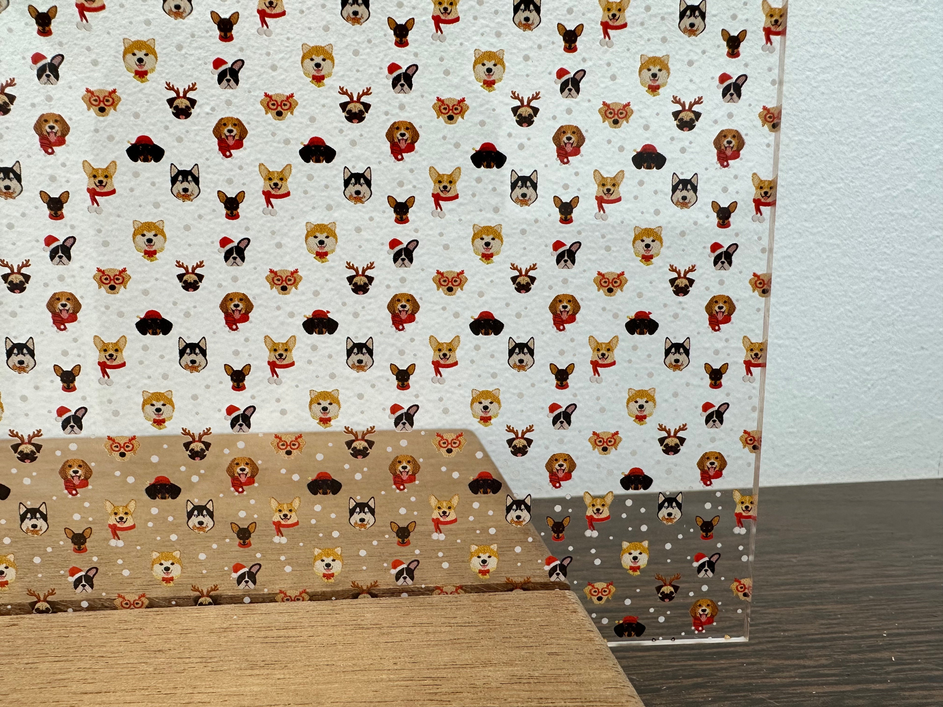 PatternPly® Scattered Micro Christmas Dogs sheet showing the pattern
