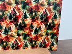 PatternPly® Full Coverage Fall Watercolor Christmas Trees Large sheet showing the pattern