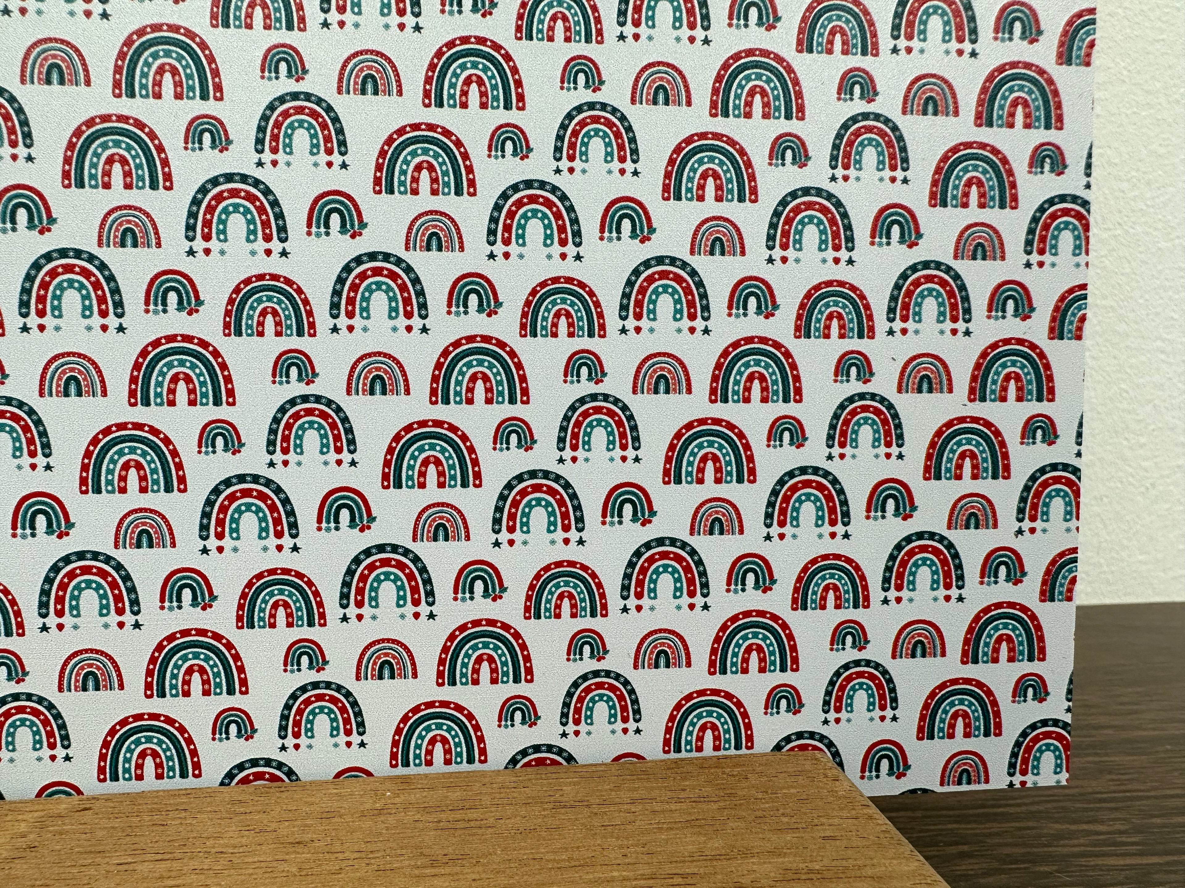 PatternPly® Full Coverage Micro Christmas Rainbows sheet showing the pattern
