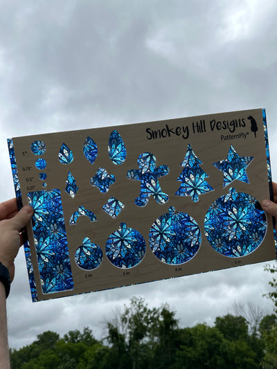 PatternPly® Acrylic Transparent Blue Stained Glass Snowflakes
