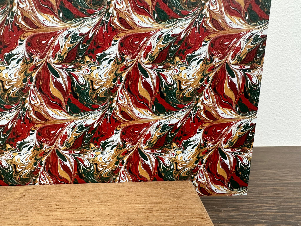 PatternPly® Full Coverage Red, Green, Gold, and White Paint Marbling sheet showing the pattern
