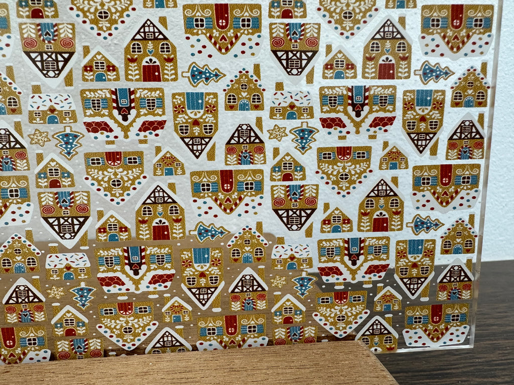 PatternPly® Scattered Micro Gingerbread Houses sheet showing the pattern