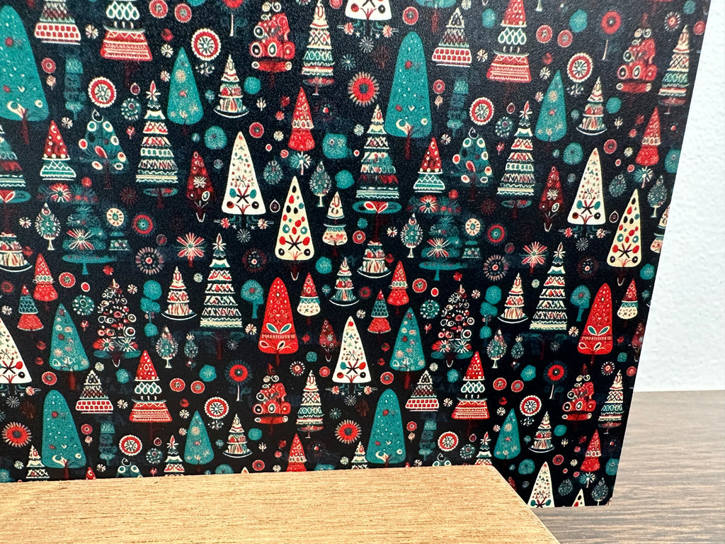 PatternPly® Full Coverage Patterned Christmas Trees sheet showing the pattern