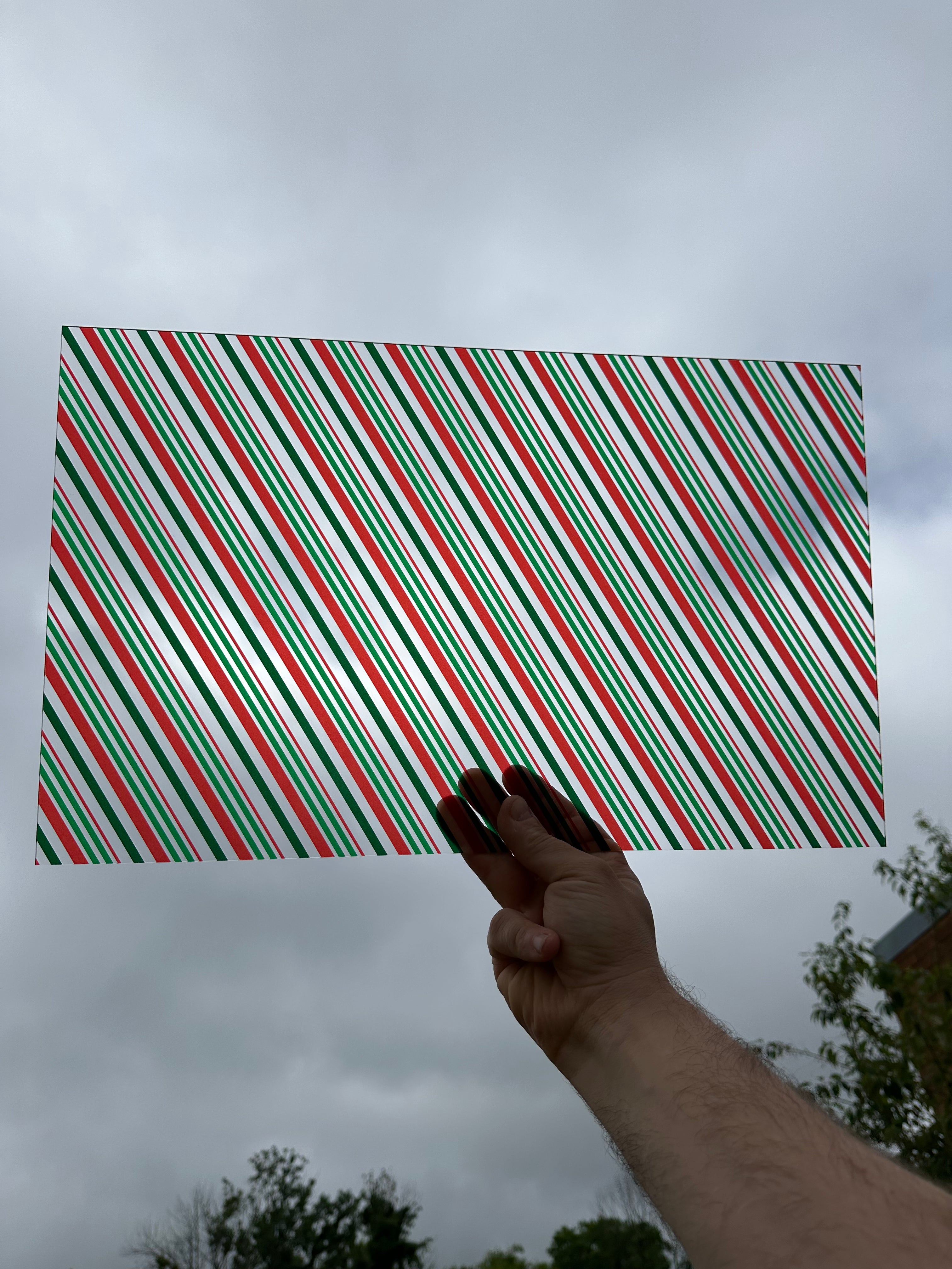 PatternPly® Transparent Green and Red Candy Cane sheet showing the pattern