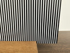 PatternPly® Full Coverage Black and White Vertical Stripes sheet showing the pattern