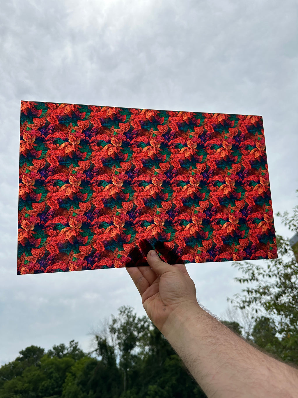 PatternPly® Transparent Bold Leaf Pile sheet showing the pattern