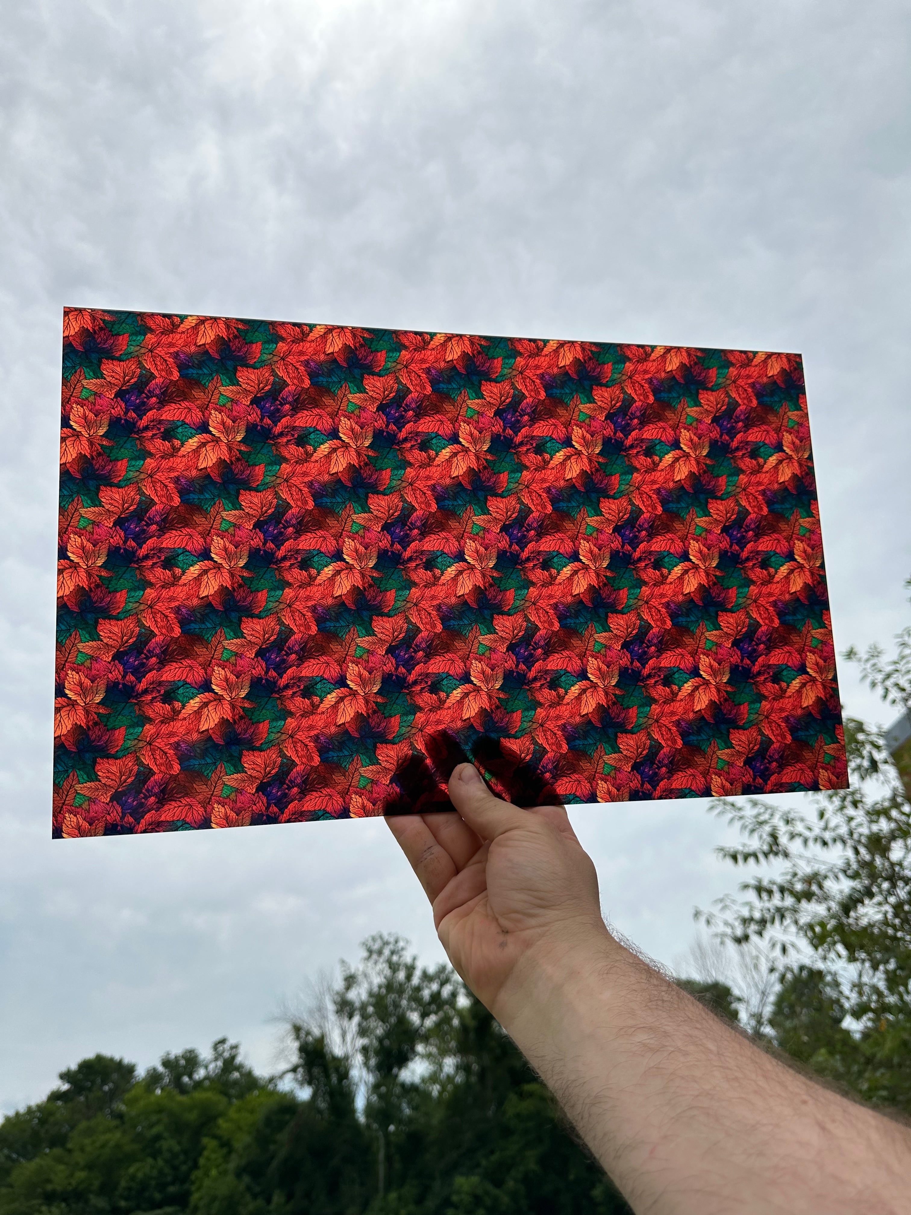 PatternPly® Transparent Bold Leaf Pile sheet showing the pattern
