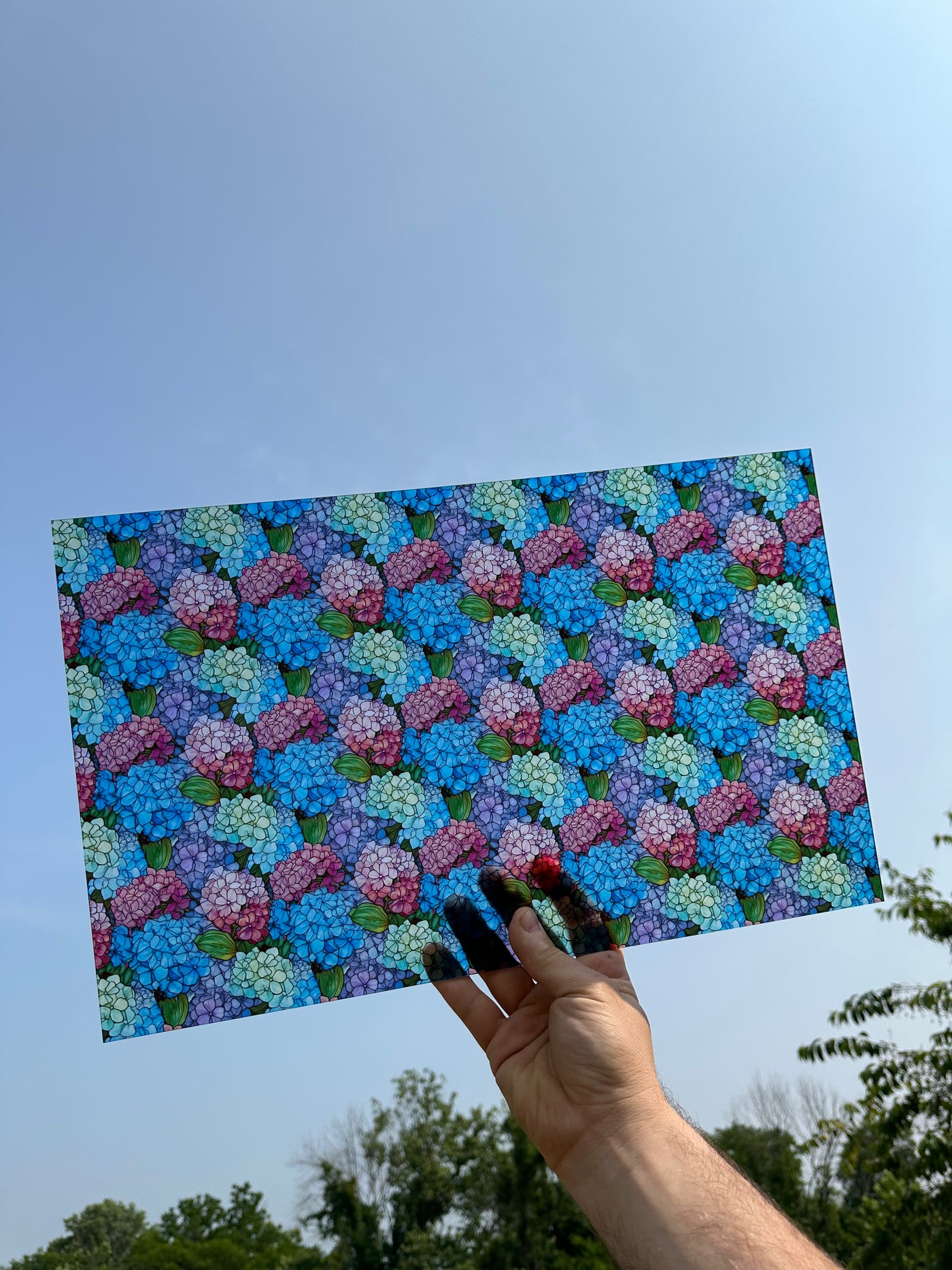 PatternPly® Acrylic Transparent Pastel Hydrangeas Stained Glass