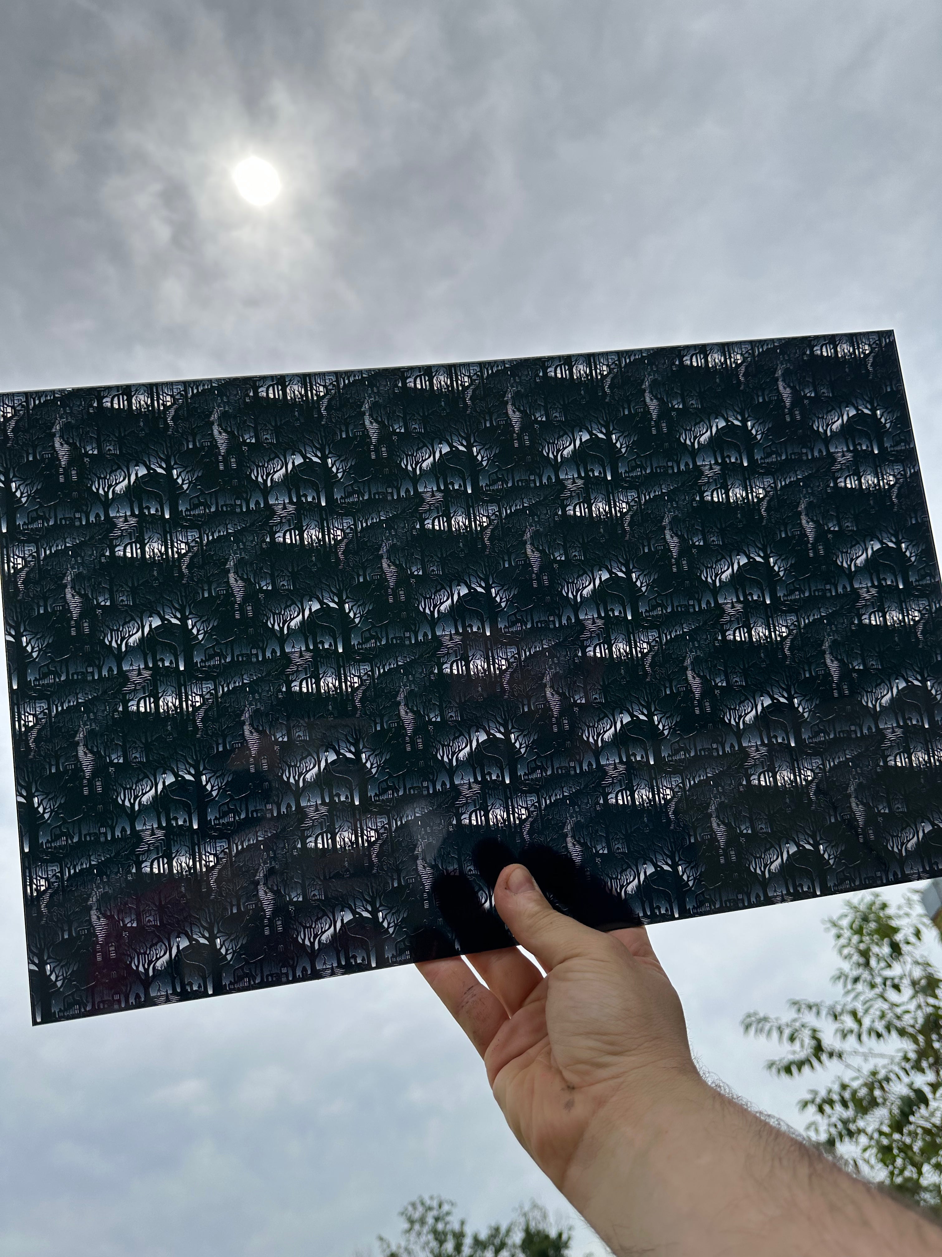 PatternPly® Transparent Grayscale Spooky Scene sheet showing the pattern
