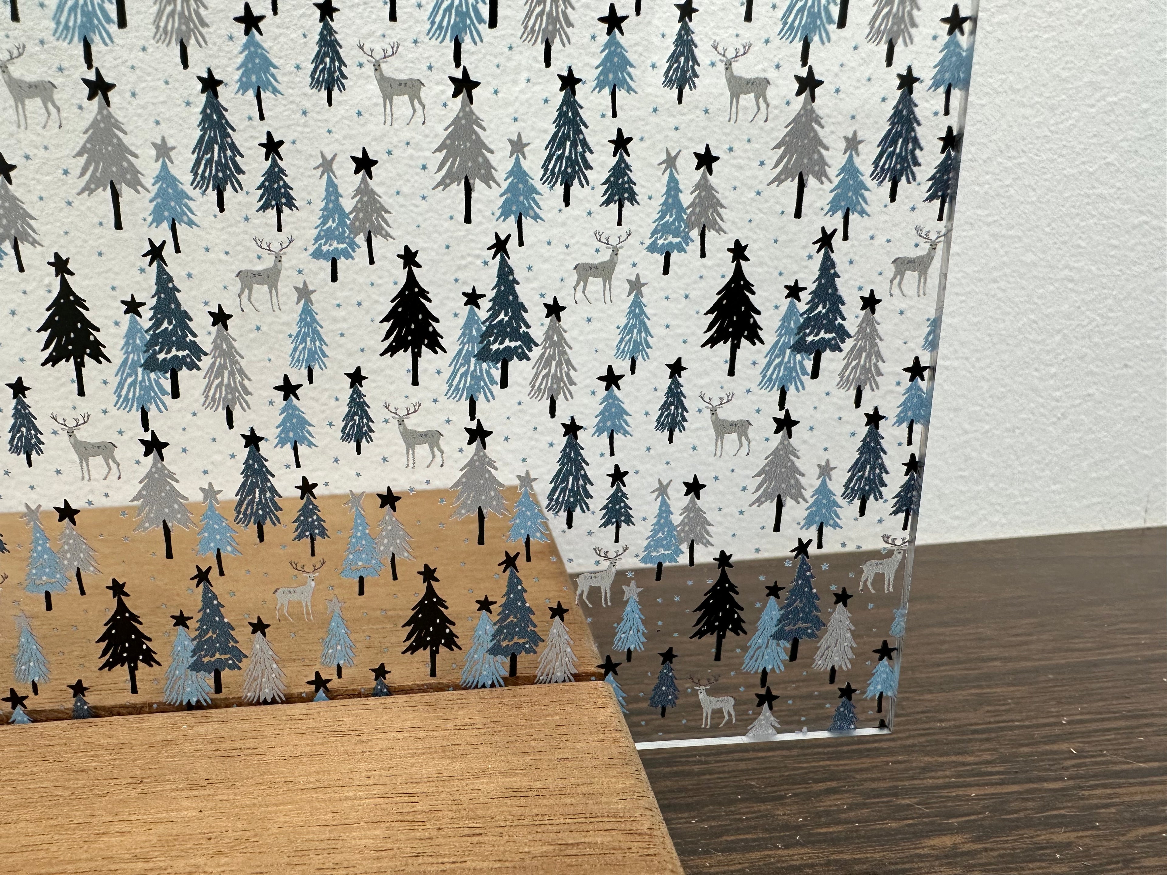 PatternPly® Scattered Blue and Gray Trees sheet showing the pattern