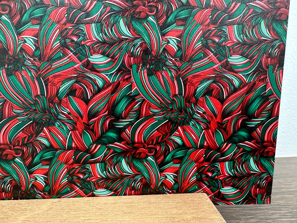 PatternPly® Full Coverage Red and Green Ribbons sheet showing the pattern