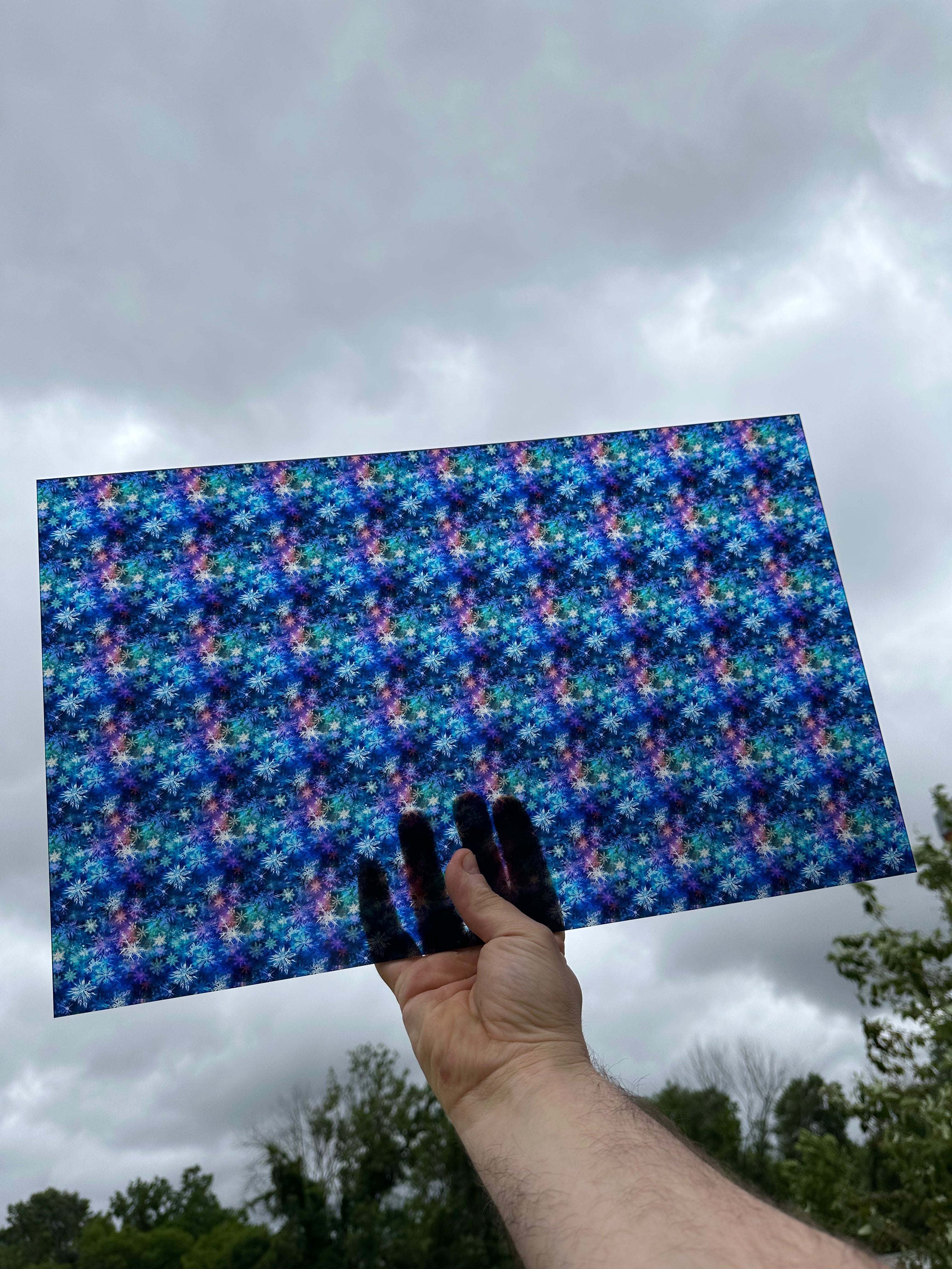 PatternPly® Transparent Micro Galaxy Snowflakes sheet showing the pattern