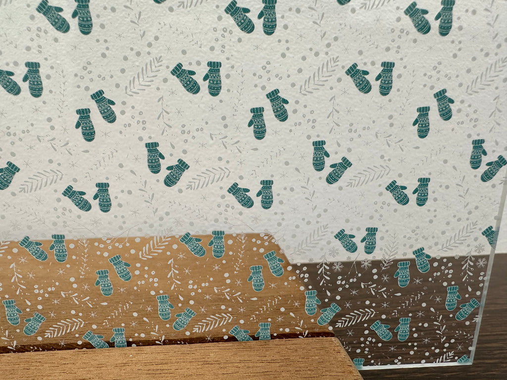 PatternPly® Scattered Snowy Mittens sheet showing the pattern