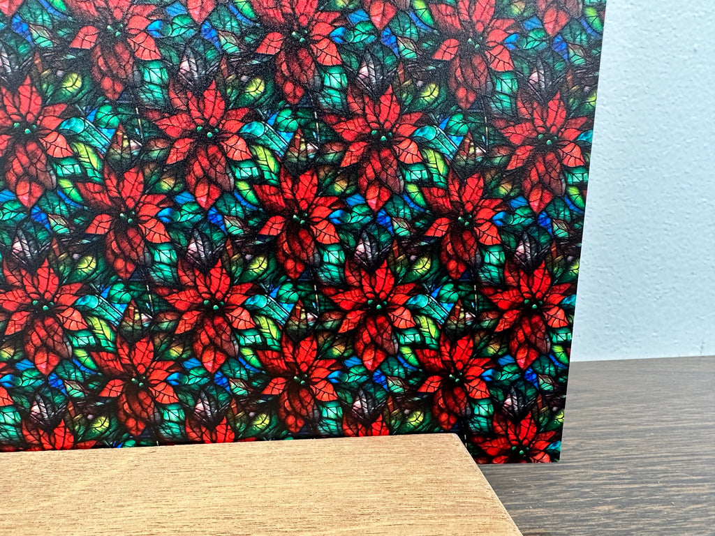 PatternPly® Full Coverage Stained Glass Poinsettias sheet showing the pattern
