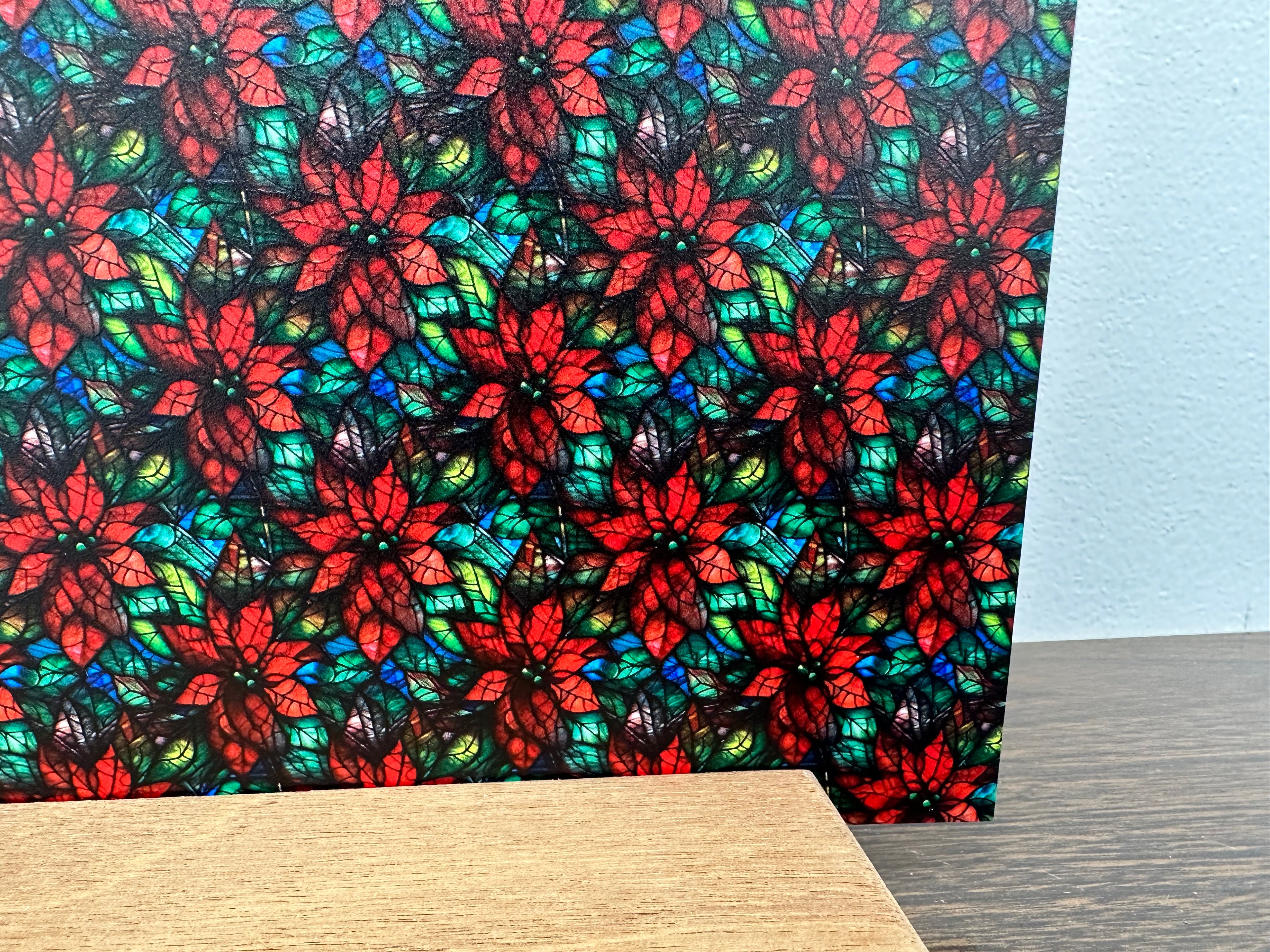 PatternPly® Full Coverage Stained Glass Poinsettias sheet showing the pattern