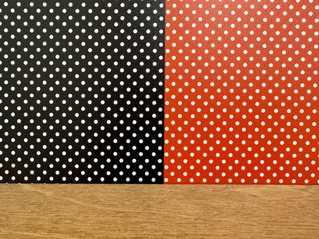PatternPly® Full Coverage Halloween Polka Dot Duo sheet showing the pattern