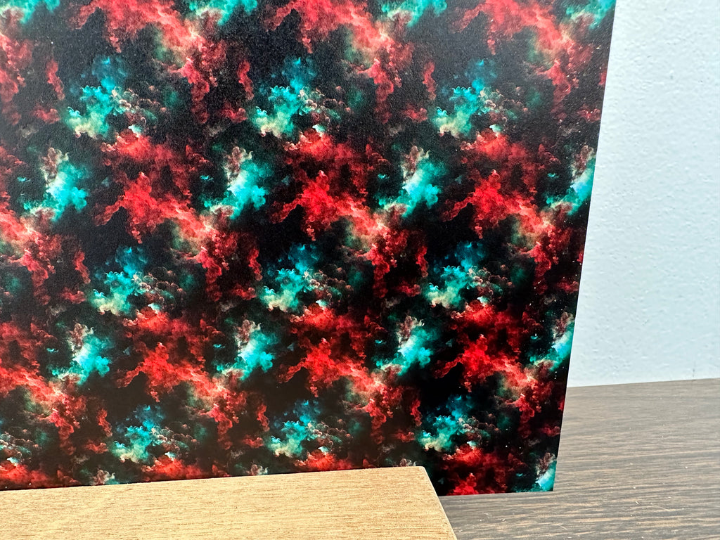 PatternPly® Full Coverage Green and Red Christmas Galaxy sheet showing the pattern
