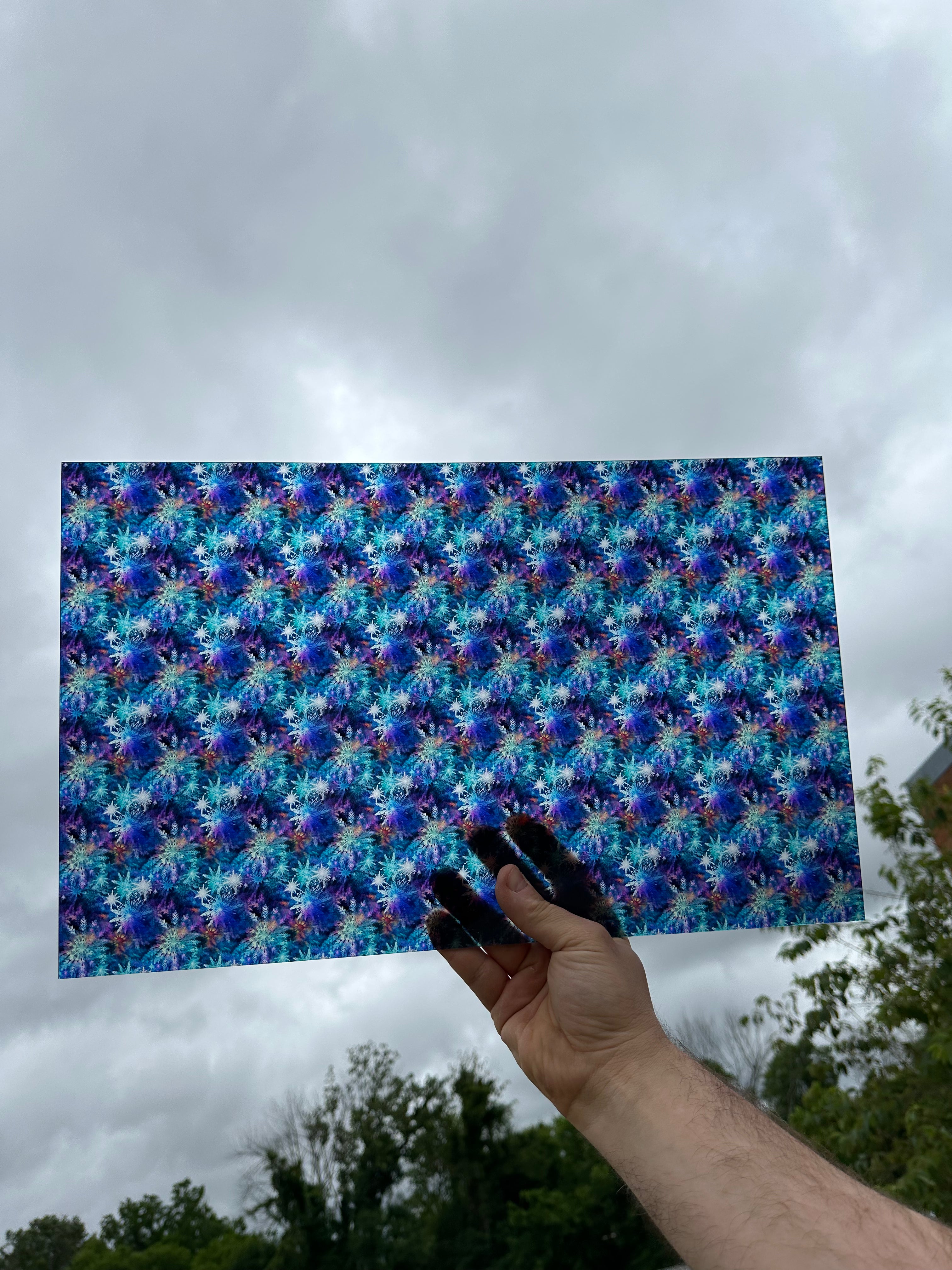 PatternPly® Transparent Galaxy Snowflakes sheet showing the pattern