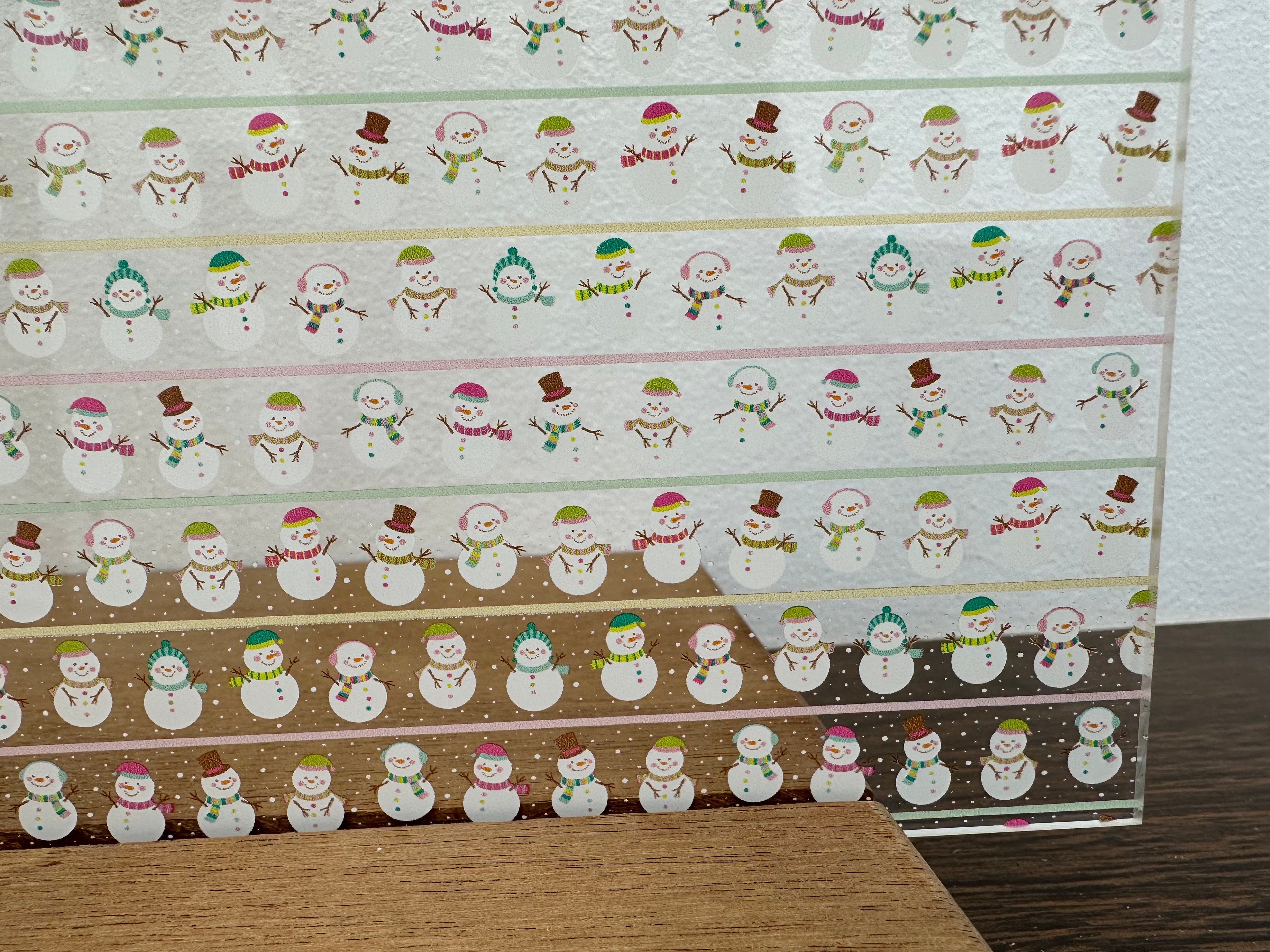 PatternPly® Scattered Pastel Snowmen and Stripes sheet showing the pattern