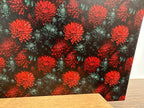 PatternPly® Full Coverage Red and Green Christmas Mums sheet showing the pattern