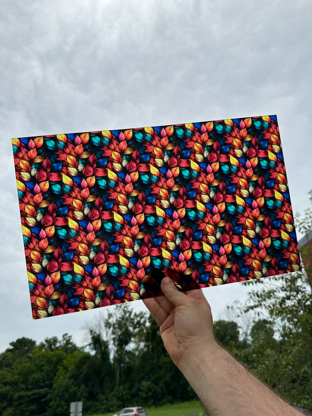 PatternPly® Transparent Dark Leaves sheet showing the pattern