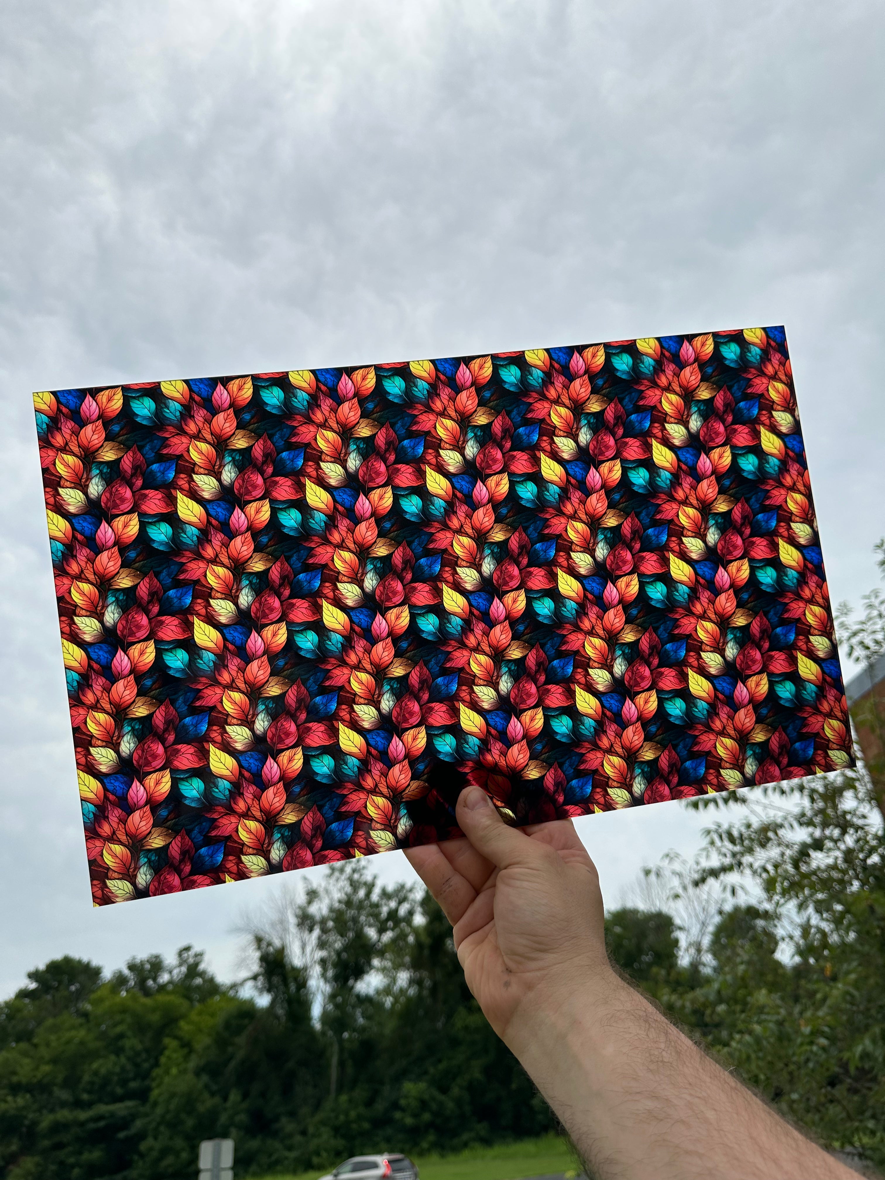 PatternPly® Transparent Dark Leaves sheet showing the pattern