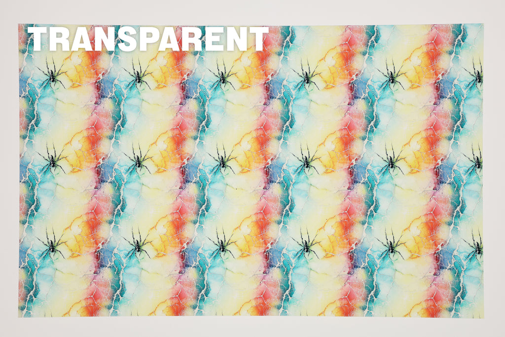 PatternPly® Transparent Marble Spiders sheet showing the pattern