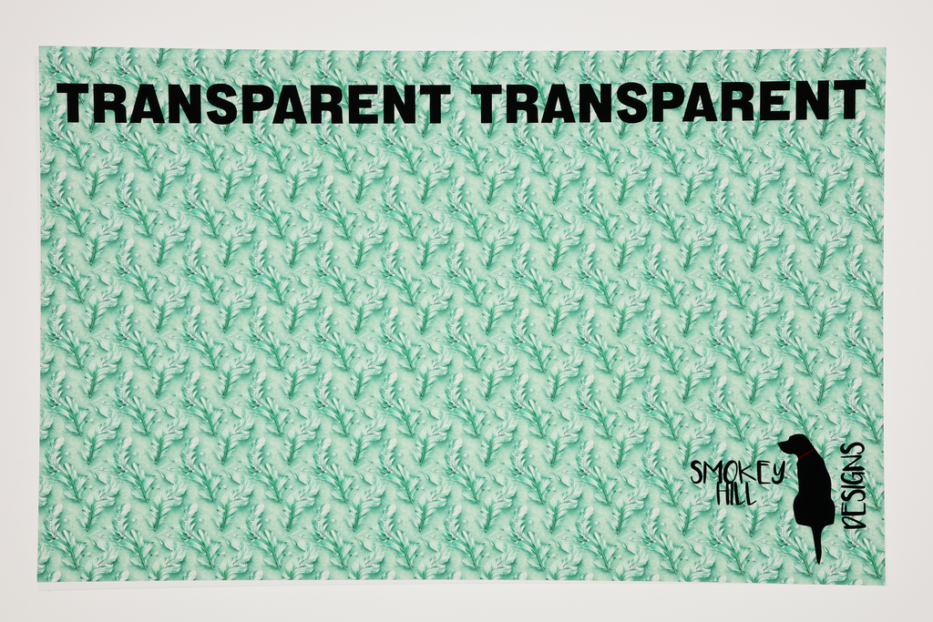 PatternPly® Transparent Feathers and Bling Mint Mini sheet showing the pattern