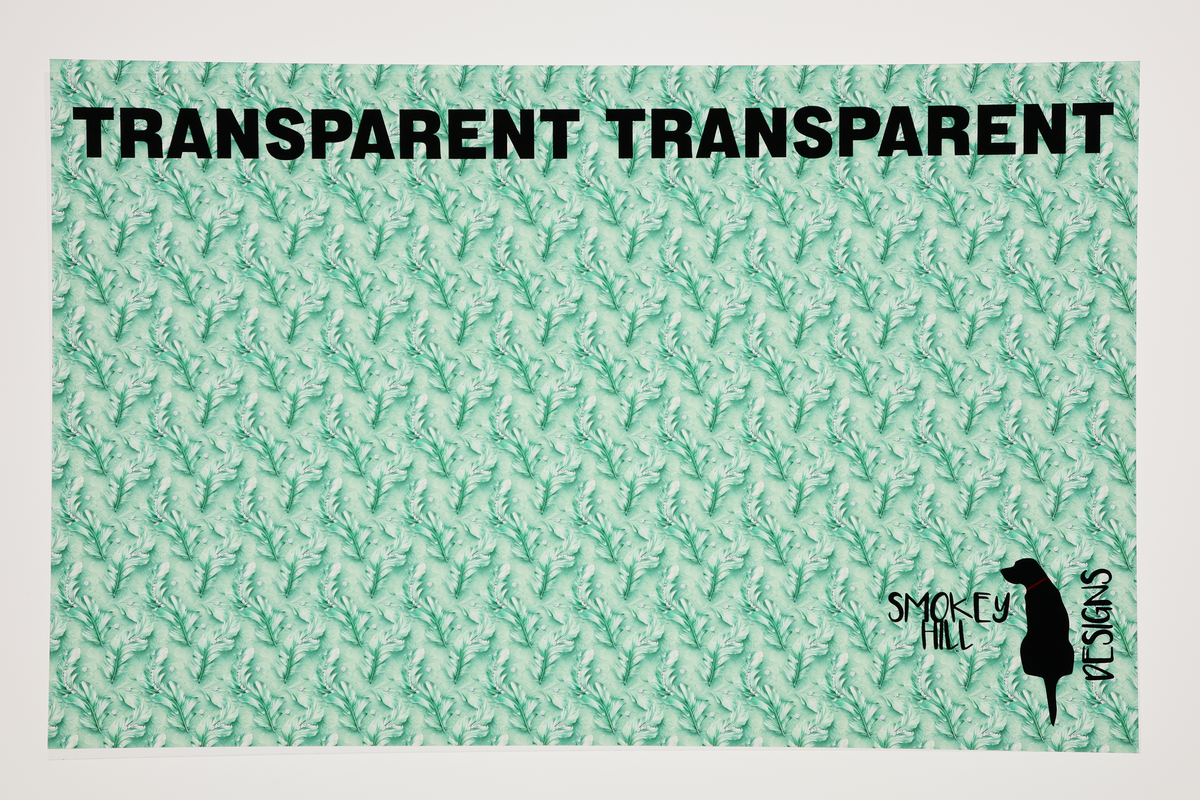 PatternPly® Transparent Feathers and Bling Mint Mini sheet showing the pattern