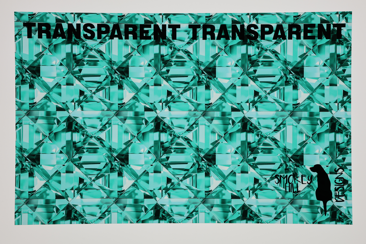 PatternPly® Transparent Teal Glitz sheet showing the pattern