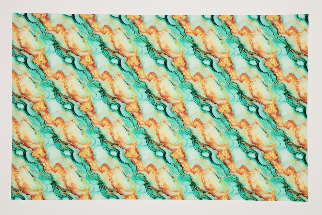 PatternPly® Transparent Orange and Mint Glitter Swirl