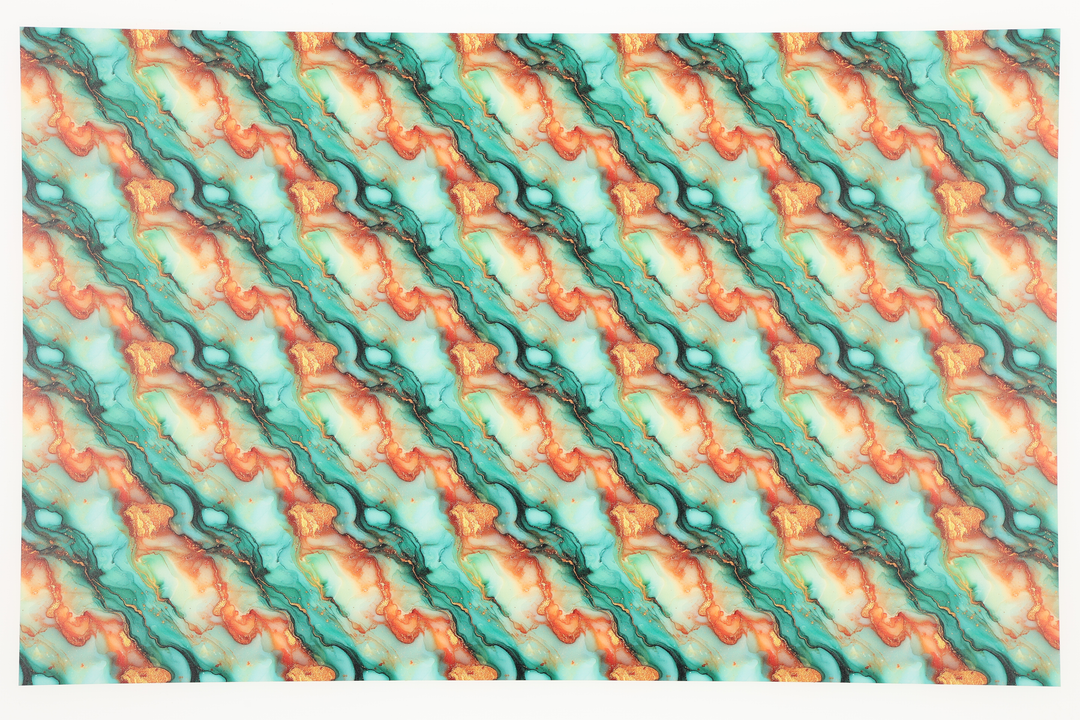 PatternPly® Full Coverage Orange and Mint Glitter Swirl