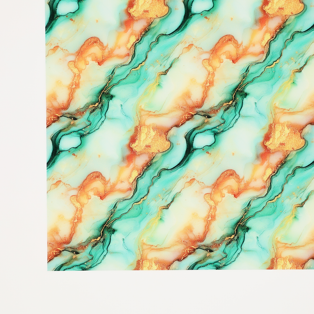 PatternPly® Transparent Orange and Mint Glitter Swirl