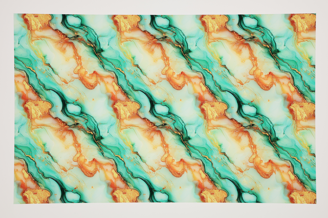 PatternPly® Transparent Orange and Mint Glitter Swirl LARGE