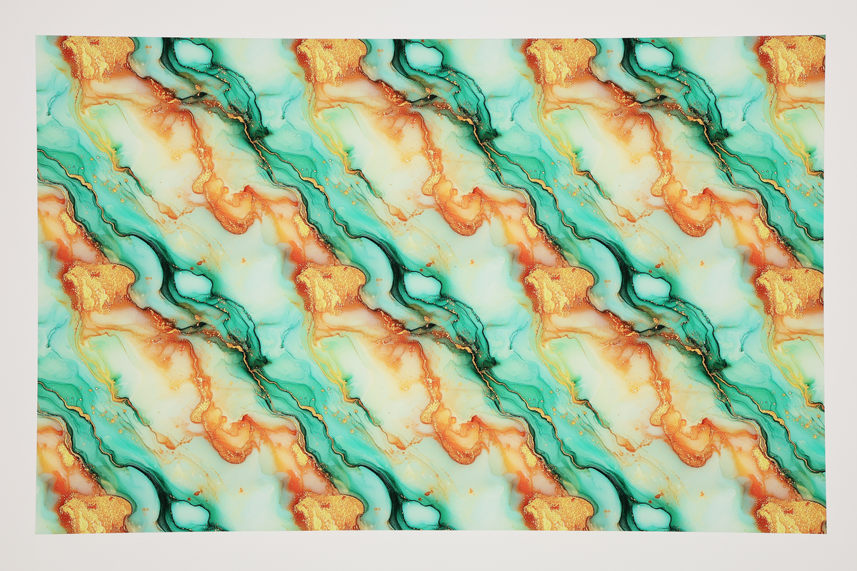 PatternPly® Transparent Orange and Mint Glitter Swirl LARGE product photo 2