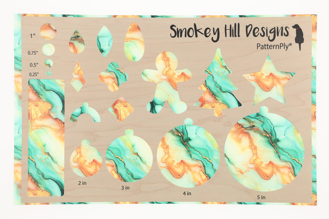 PatternPly® Transparent Orange and Mint Glitter Swirl LARGE