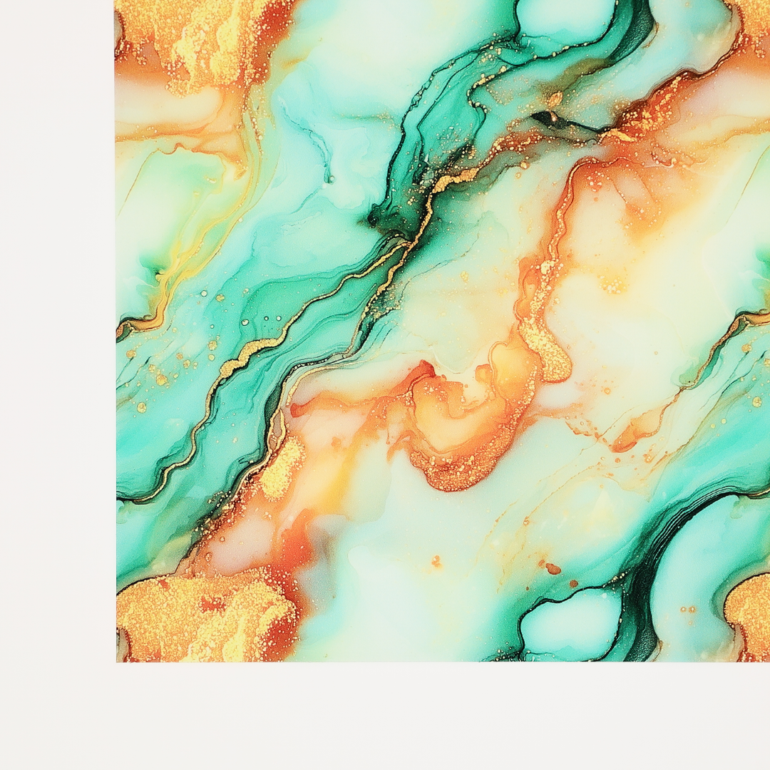 PatternPly® Transparent Orange and Mint Glitter Swirl LARGE