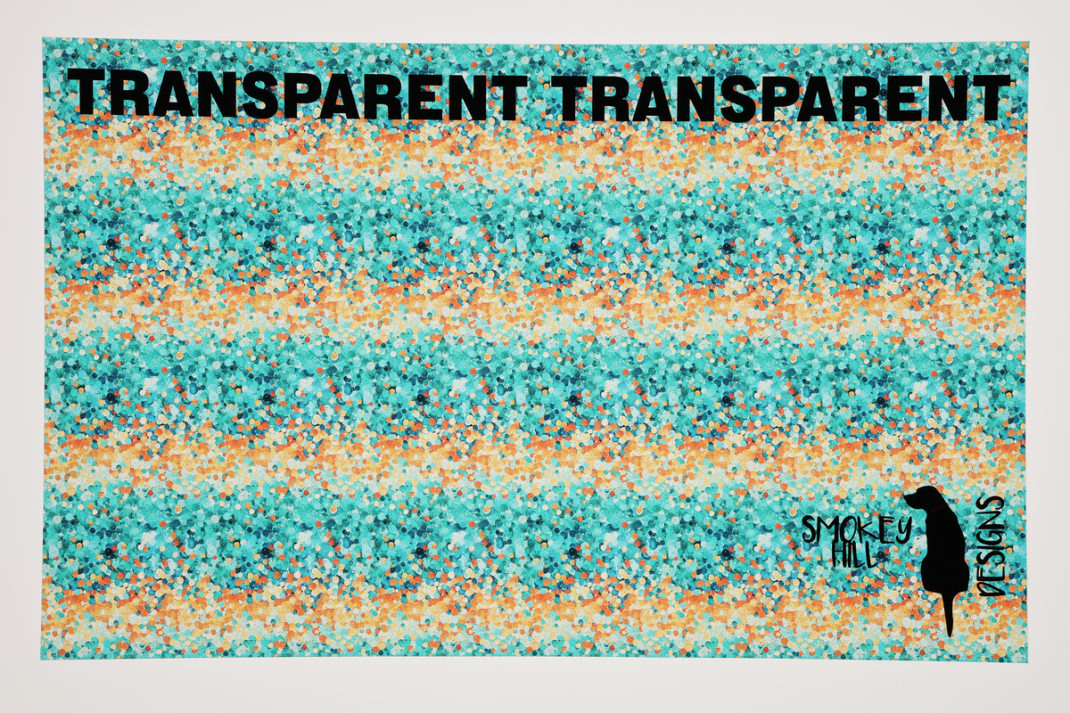 PatternPly® Transparent Orange and Teal Confetti sheet showing the pattern
