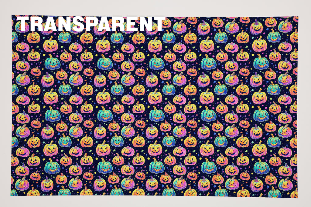 PatternPly® Transparent Neon Pumpkins sheet showing the pattern