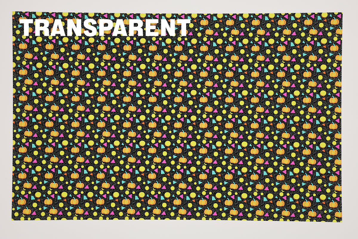 PatternPly® Transparent Nineties Pumpkins sheet showing the pattern