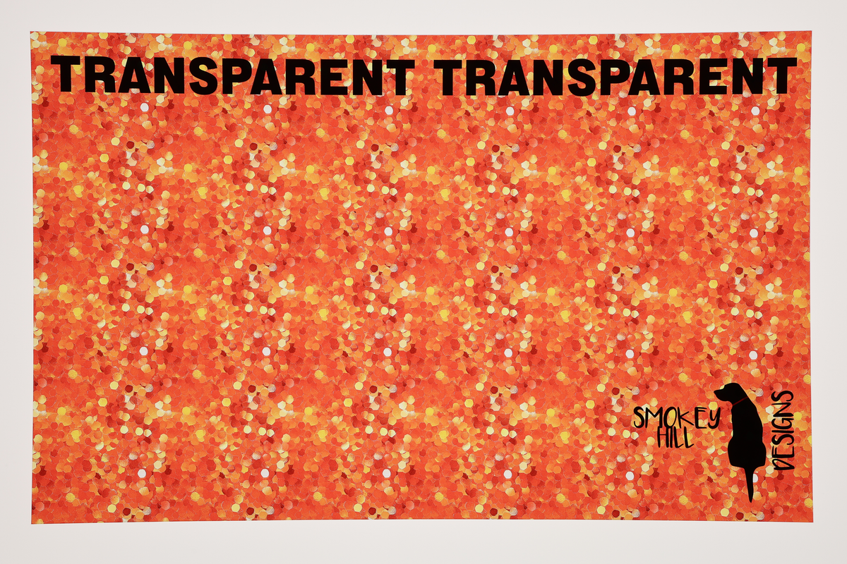 PatternPly® Transparent Orange Confetti sheet showing the pattern