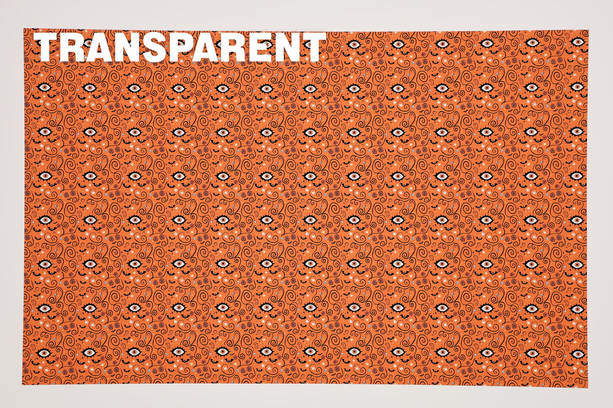 PatternPly® Transparent Orange Eyeball Swirls sheet showing the pattern